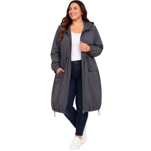 Torrid Women's Gray Hooded Longline Rain Jacket Size 3 / 22 24 3X